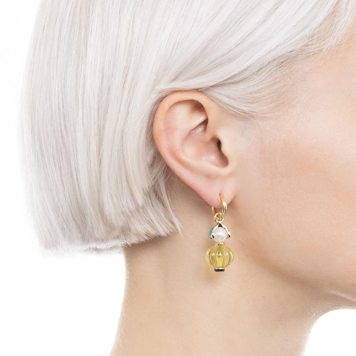 "Bird of Paradise" Lemon Quartz Charm Earring