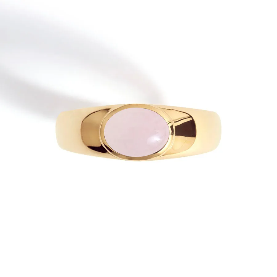 Rose Quartz Gemstone Aura 14K Gold Vermeil Ring