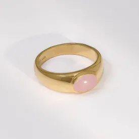 Rose Quartz Gemstone Aura 14K Gold Vermeil Ring