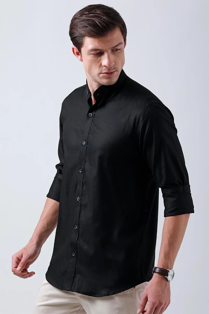 Royal Black Chinese Collar Solid -Full-Stain Proof