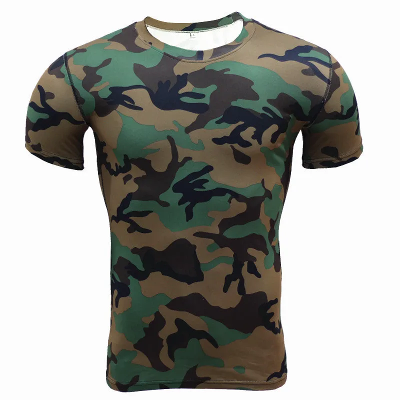 Running Shirt Camouflage T-shirt Fitness Leggings Quick-drying Camouflage