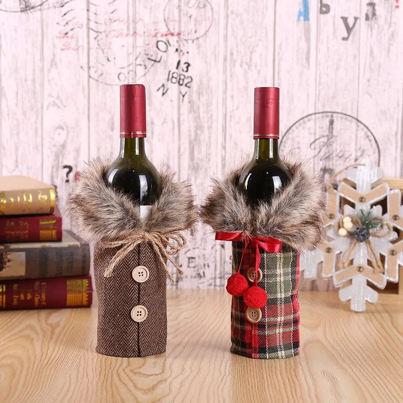 Santa Claus Wine Bottle Cover Christmas Decorations for Home