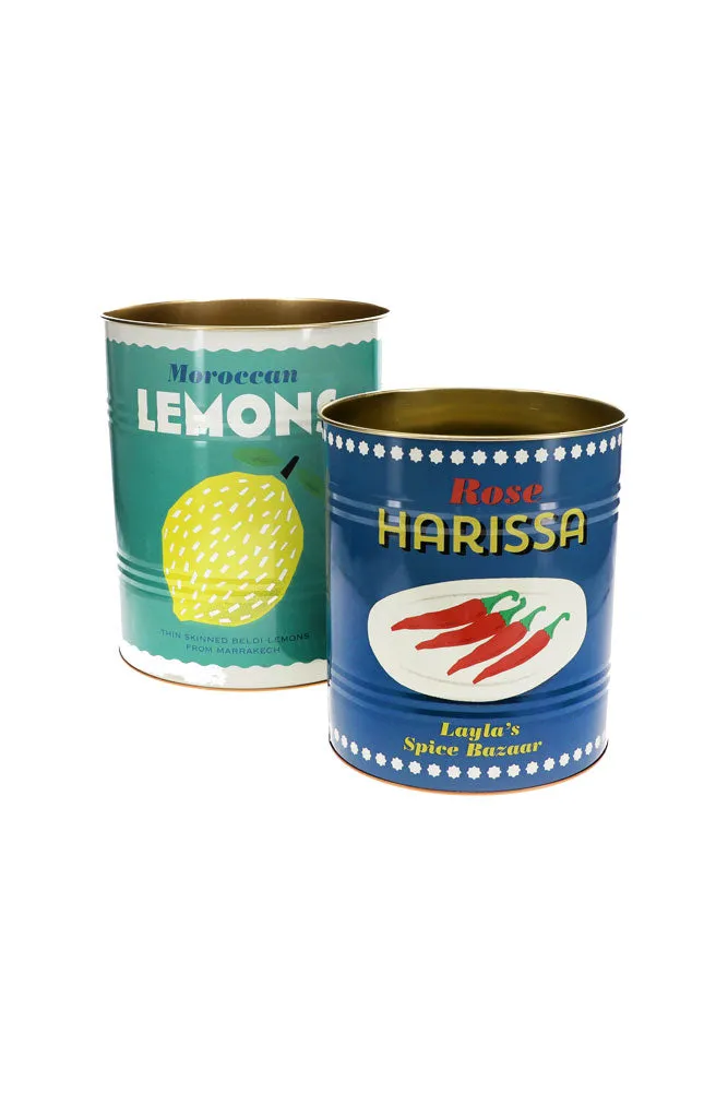 Set Of 2 Lemon & Harissa Storage Tins - Large & Medium