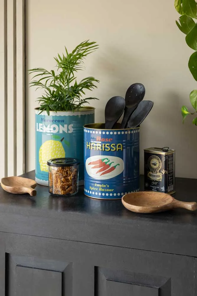 Set Of 2 Lemon & Harissa Storage Tins - Large & Medium