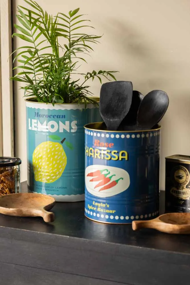 Set Of 2 Lemon & Harissa Storage Tins - Large & Medium