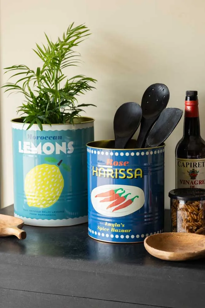 Set Of 2 Lemon & Harissa Storage Tins - Large & Medium