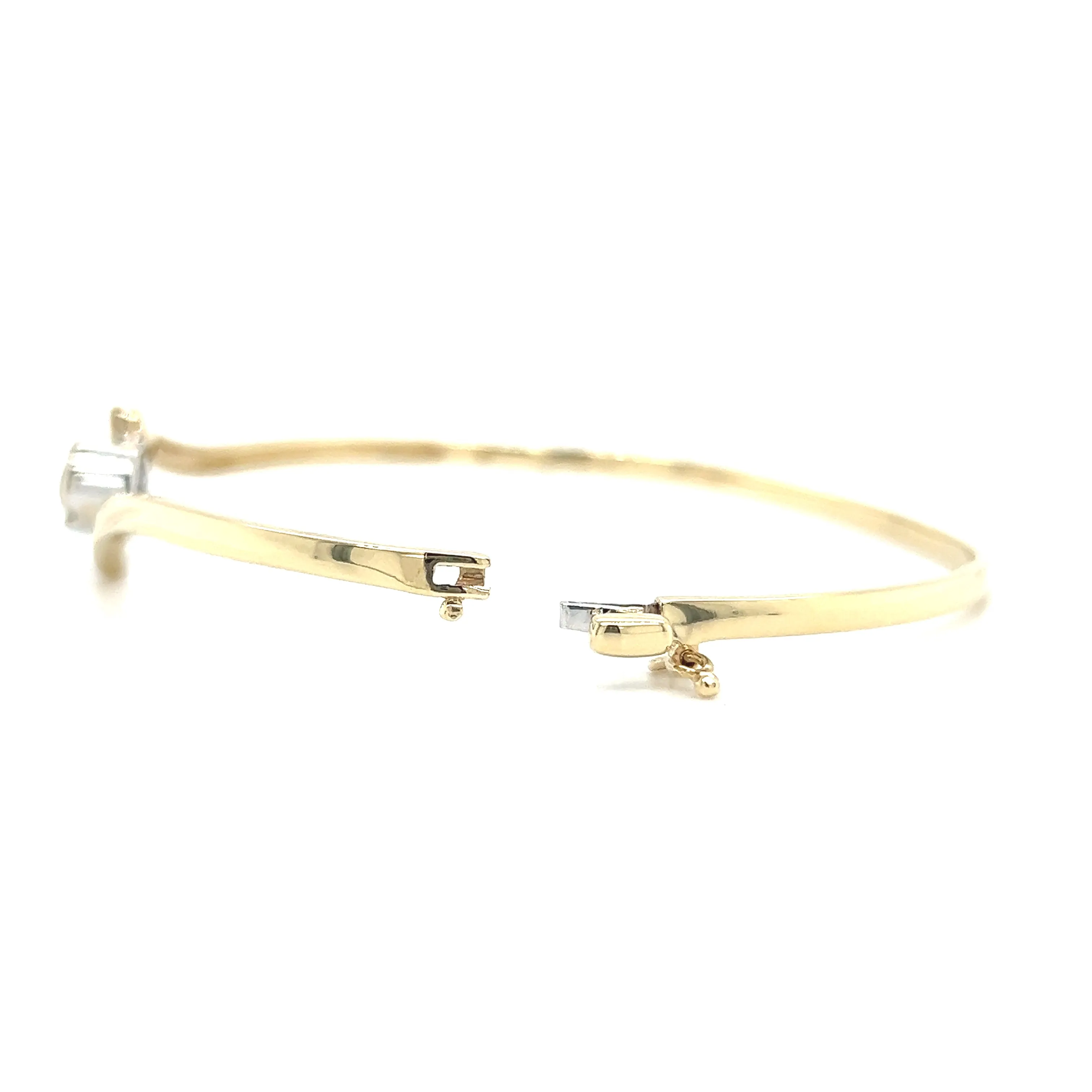 Solid Bypass Bangle Bracelet with 0.5ct of Diamonds in 14K Yellow and White Gold