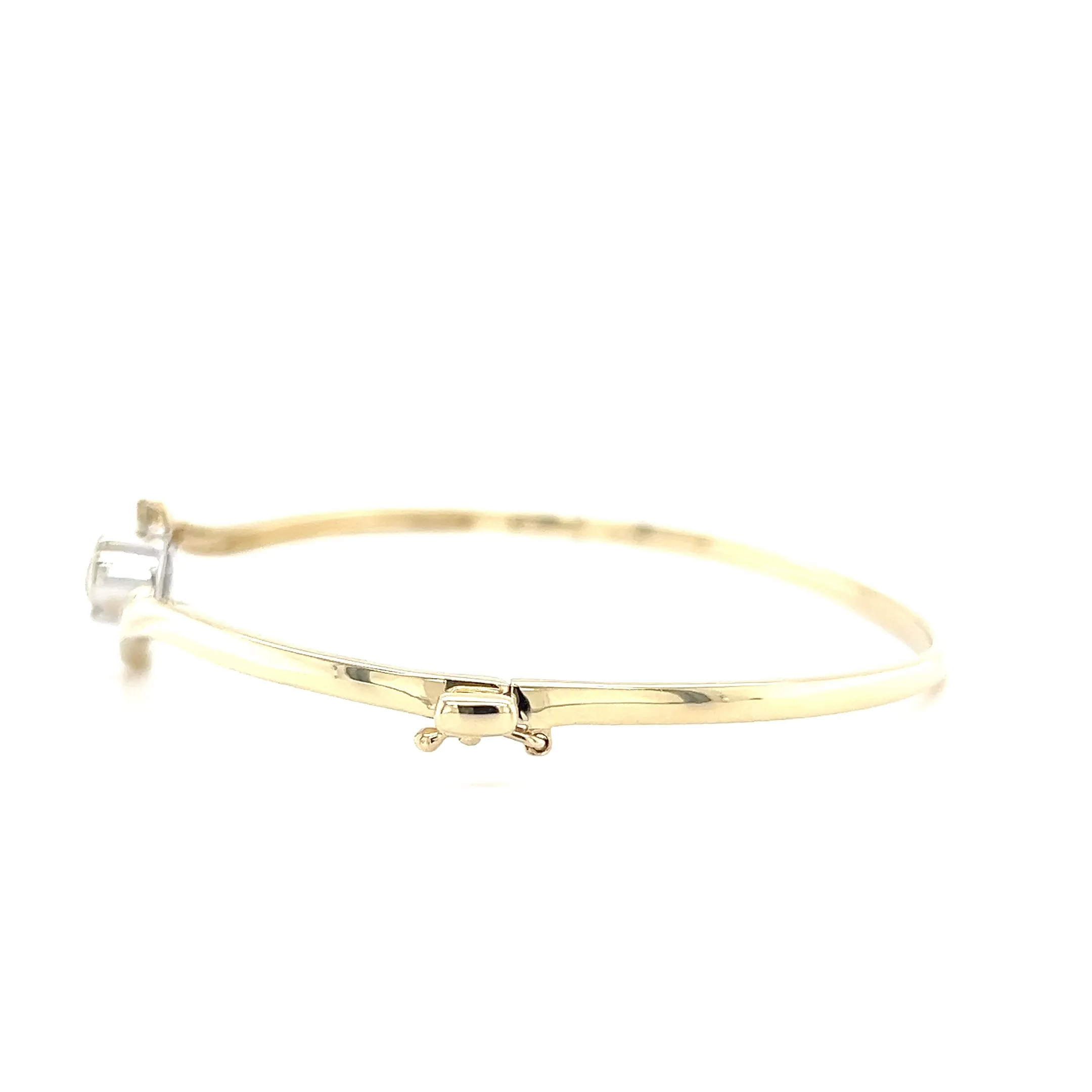 Solid Bypass Bangle Bracelet with 0.5ct of Diamonds in 14K Yellow and White Gold