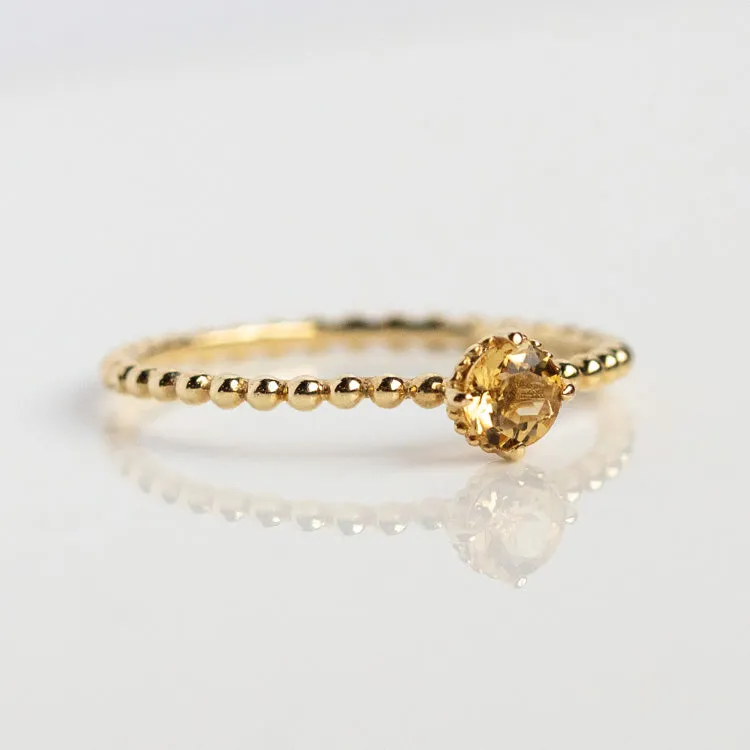 Solid Gold Sunny Citrine Ring