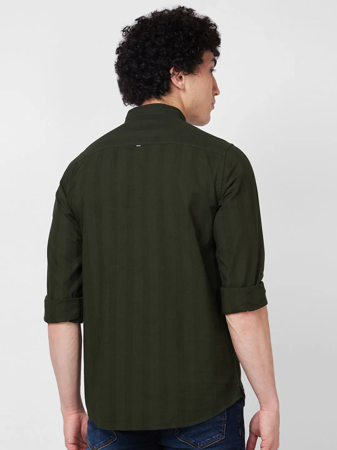 Spykar Green SOLID FULL SLEEVE Shirt For Men