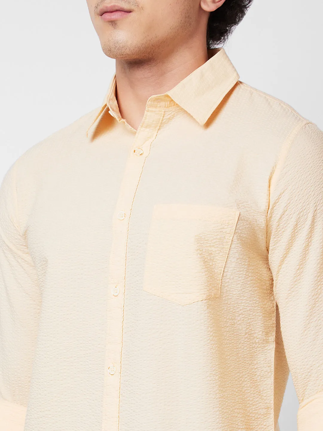 Spykar Yellow SOLID FULL SLEEVE Shirt For Men