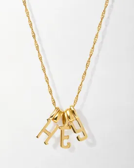 Triple Initial Solid Gold Necklace