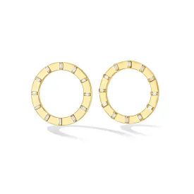 Yellow Gold Sole Unity Stud Earrings with White Diamonds